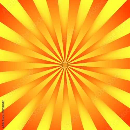 Summer background with orange yellow rays summer sun hot swirl with space for your message. Vector illustration EPS 10 for design element presentation, brochure layout page, packing label