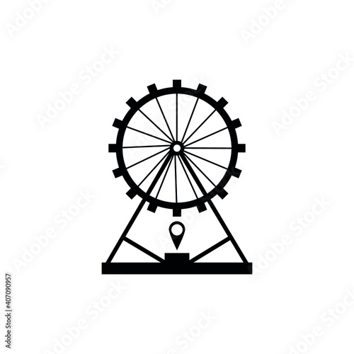 Vector icons of different attractions in amusement park