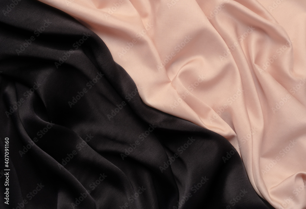 black and rose silk background.top view
