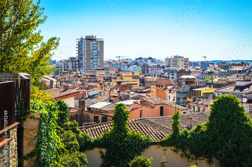 Summer panorama of Girona, Catalonia, Spain