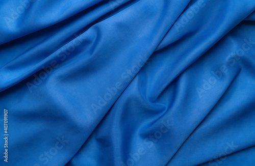blue silk background.top view