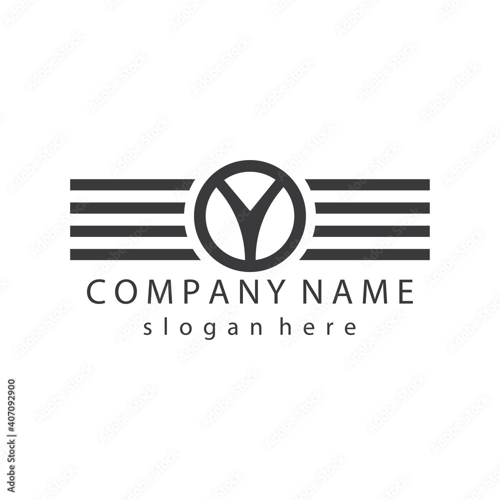 logo Y circle emblem design line illustration vector template for company