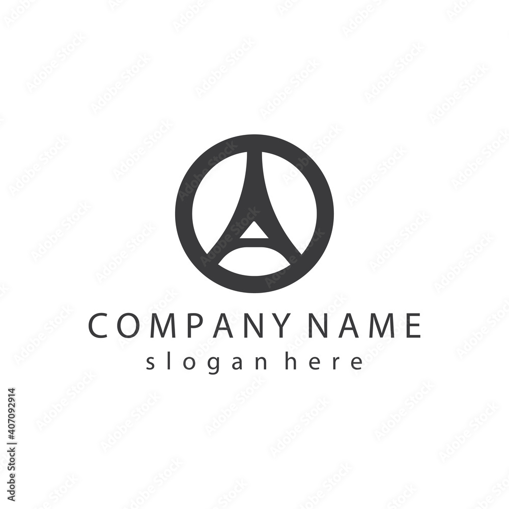 Logo A circle emblem design outline vector illustration template Logo A circle emblem design outline vector illustration template
