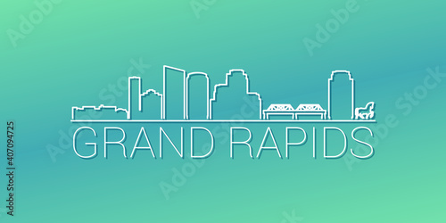 Grand Rapids, MI, USA Skyline Linear Design. Flat City Illustration Minimal Clip Art. Background Gradient Travel Vector Icon.