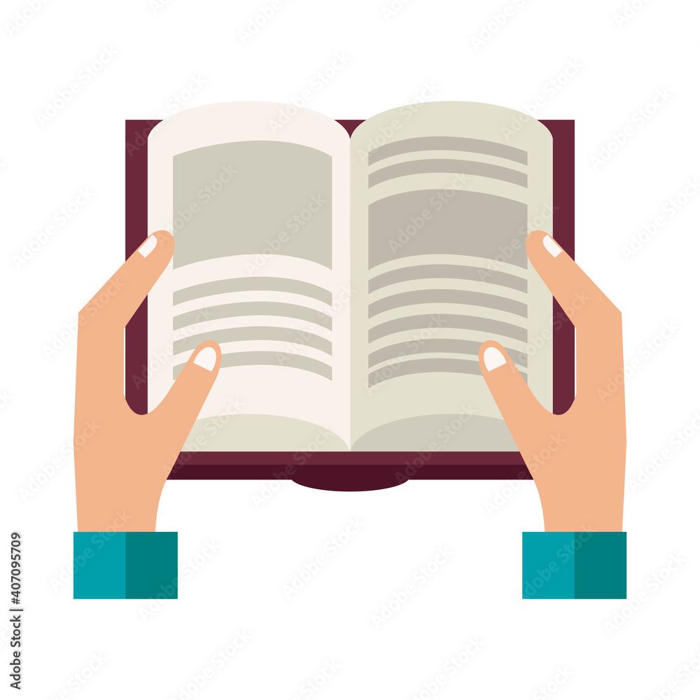 hands with text book open education supply icon hands with text book open education supply icon