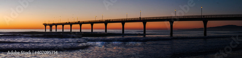 panoramic sunrise at pier