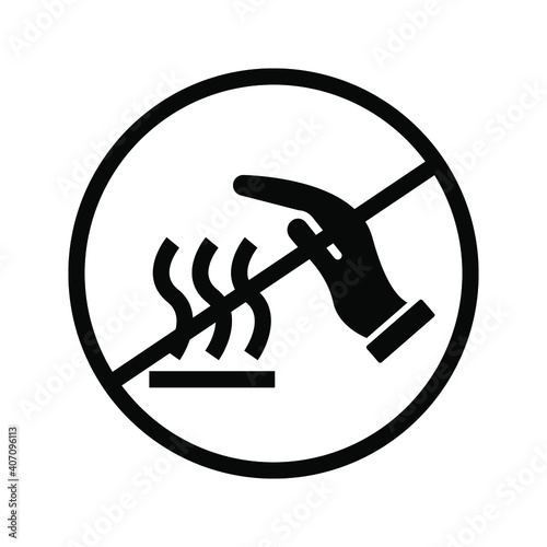 Vector and illustration graphic Caution do not touch hot surface symbol,Yellow triangle Warning Dangerous icon