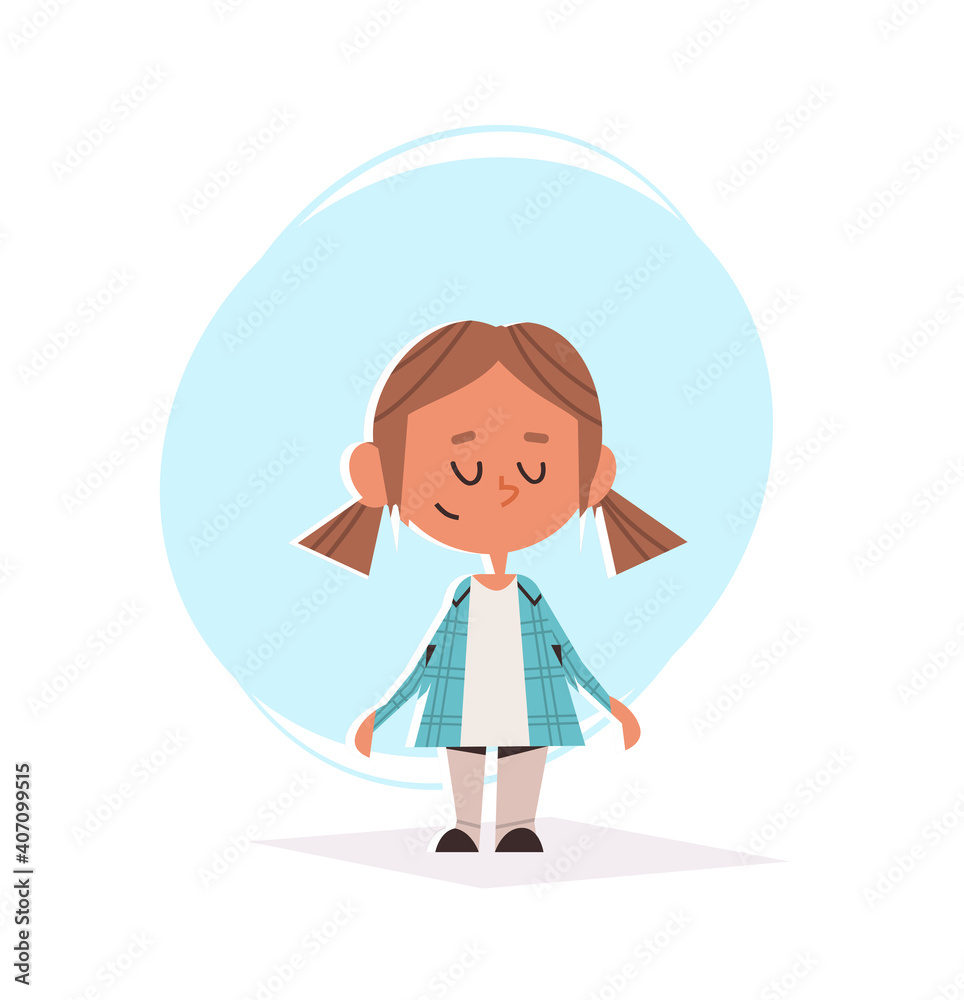 beautiful girl cute child standing pose female cartoon character full length vector illustration beautiful girl cute child standing pose female cartoon character full length vector illustration