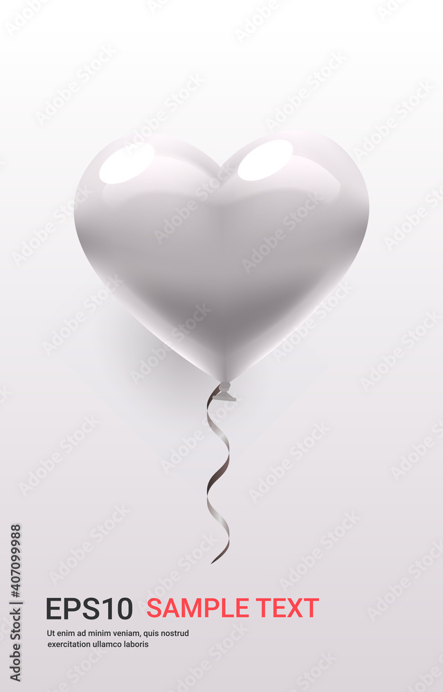 valentines day celebration love banner flyer or greeting card with ait balloon in heart shape vertical copy space vector illustration