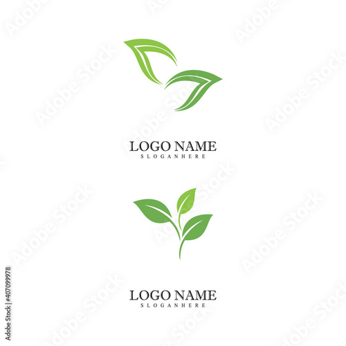 Mint leaves flat vector color icon template
