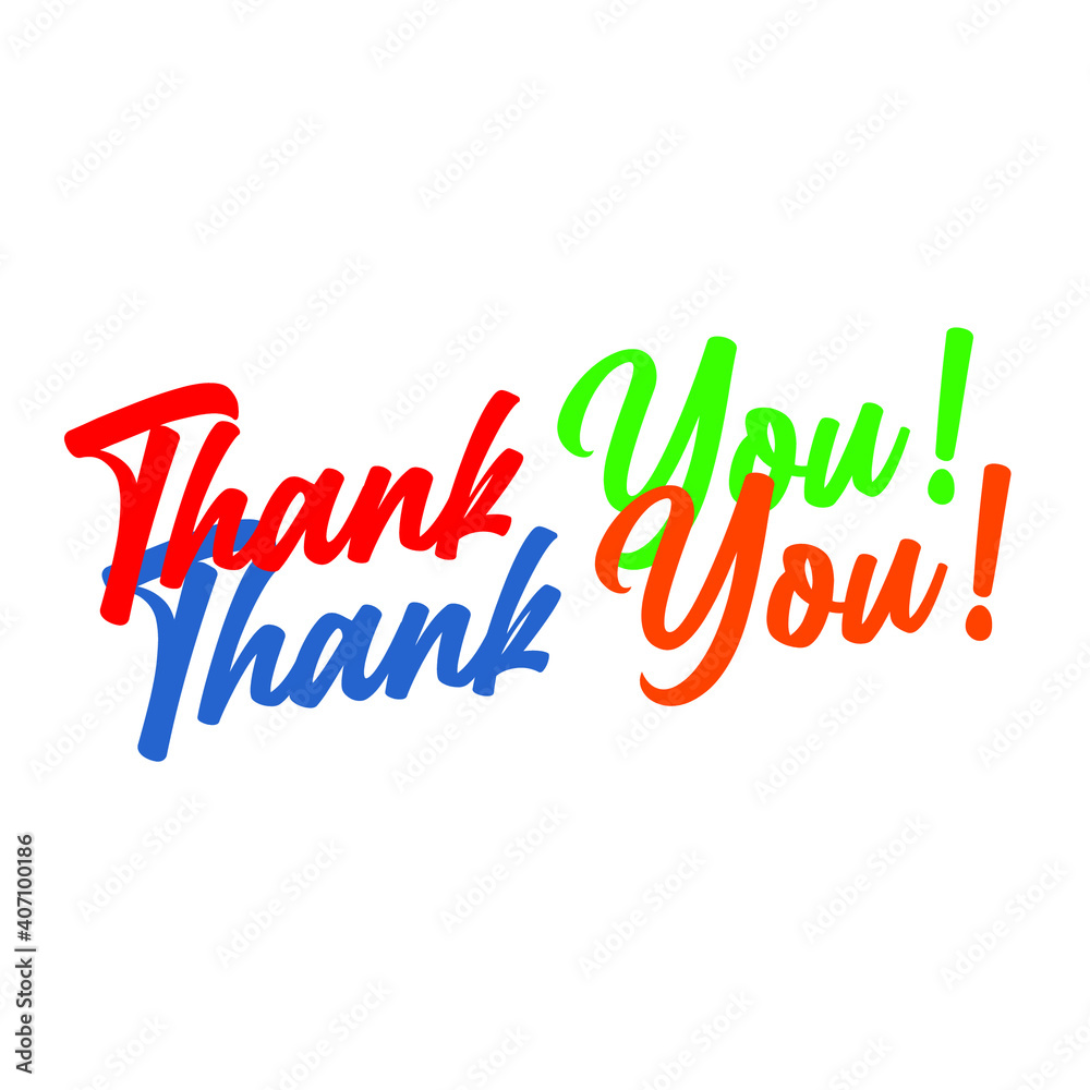 sentence thank you in various colors on a white background sentence thank you in various colors on a white background