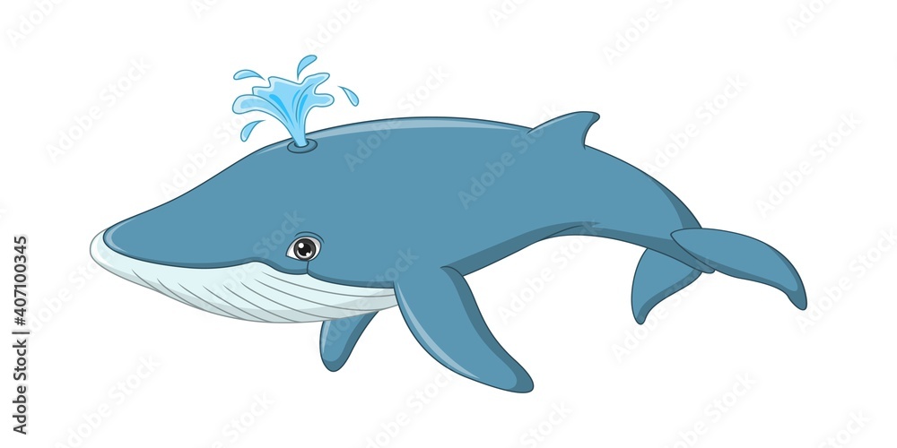Fototapeta premium Cartoon whale isolated on white background