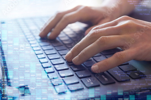 Tableau sur toile information technology in genetic research, bioinformatics concept, analysis dna