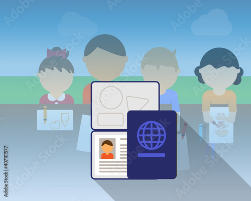 volunteer visa to help children or do volunteer work aboard vector