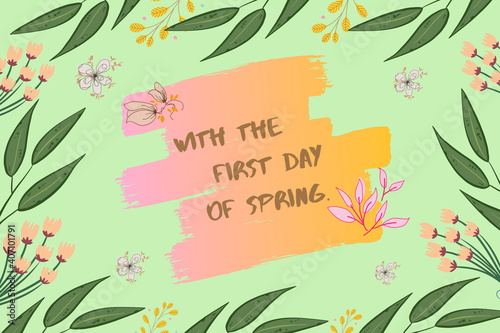 Foto Postcard of the first day of Spring