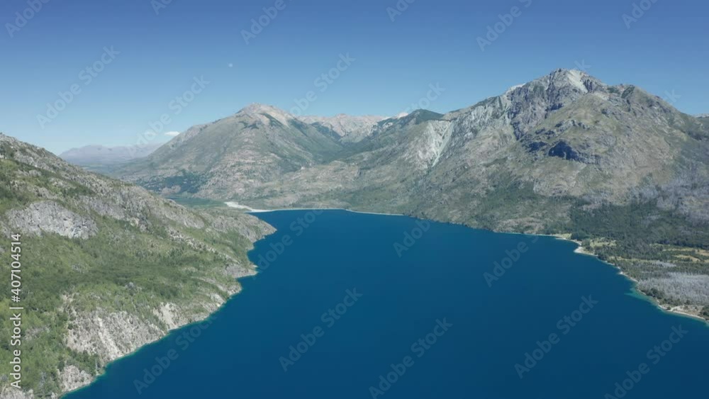 Drone Over Deep Blue Water In Between Mountains Drone Over Deep Blue Water In Between Mountains