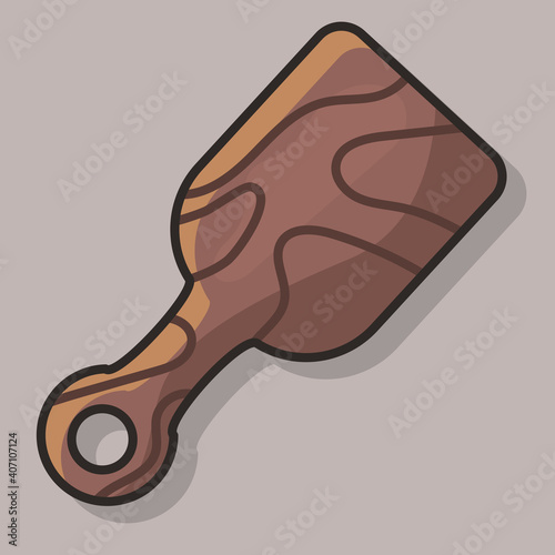 wood paddle cooking utensil isolated cartoon vector illustration in flat style