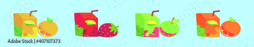 set of fruit juice cartoon design template with various models. vector illustration isolated on background