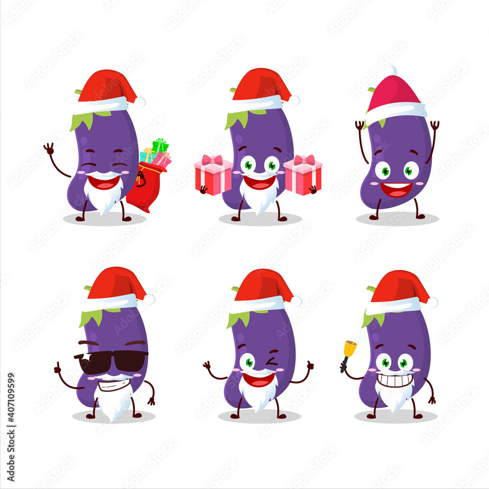 Santa Claus emoticons with eggplant cartoon character