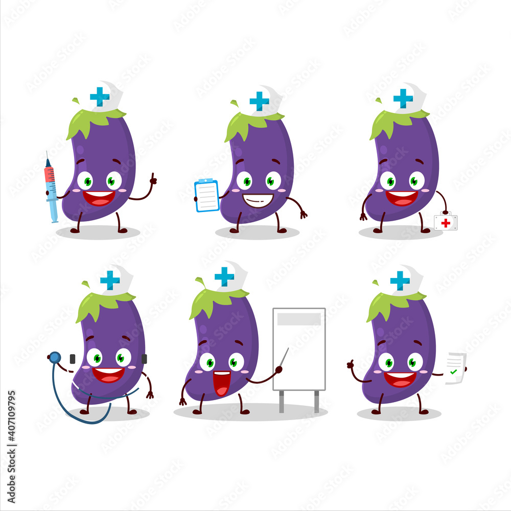 Doctor profession emoticon with eggplant cartoon character Doctor profession emoticon with eggplant cartoon character