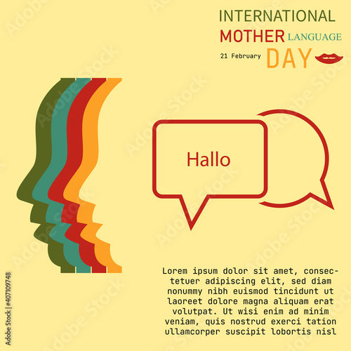 International Mother Language Day, which is held annually, on February 21. Suitable for backdrops, posters, annual events. simple eps 10