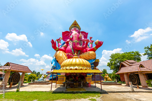 Ganesh Temple Park Lord Ganesha Blessing in Pink Tourist attractions Brahmanism - Hinduism in Nakhon Sawan, Thailand