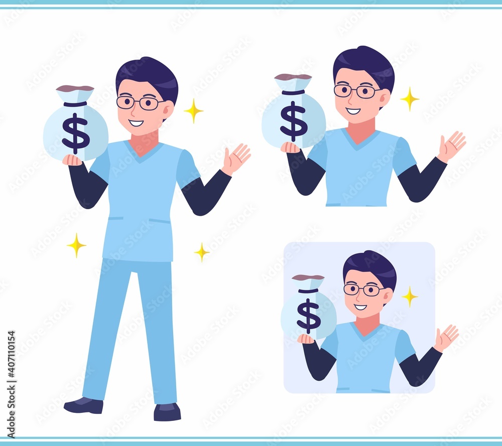 Young nurse man dressed in blue