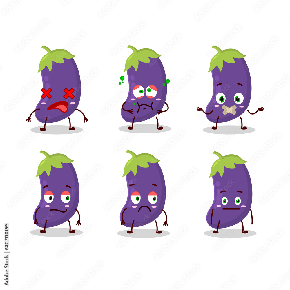 Eggplant cartoon in character with nope expression Eggplant cartoon in character with nope expression
