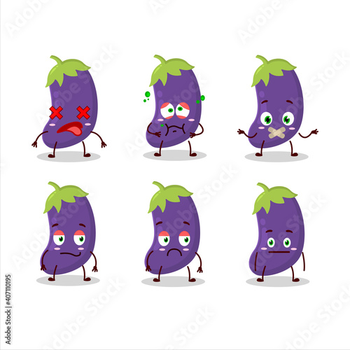 Eggplant cartoon in character with nope expression