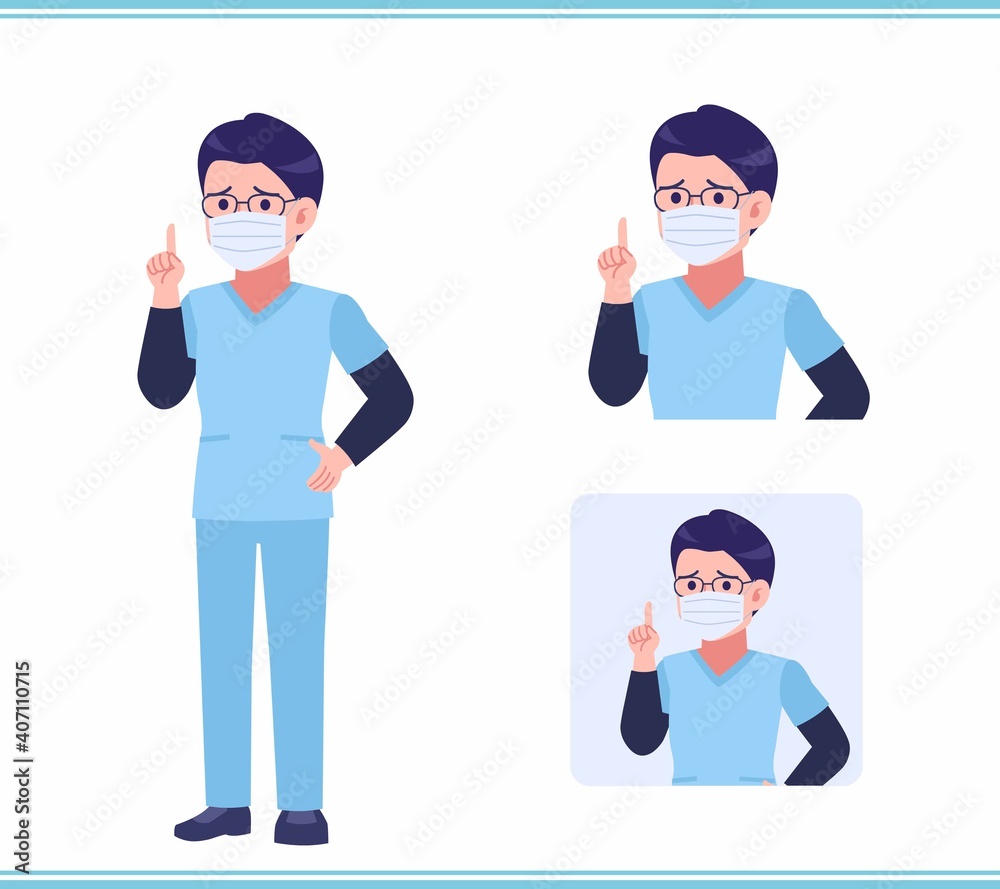 Young nurse man dressed in blue_A Young nurse man dressed in blue_A