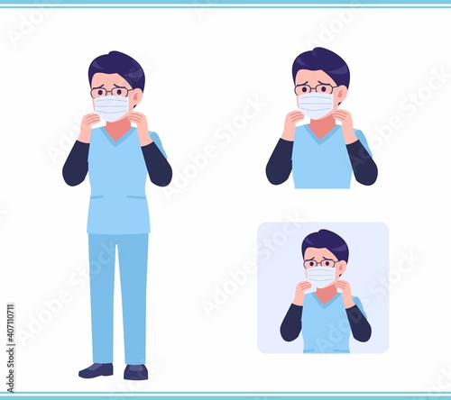 Young nurse man dressed in blue_A