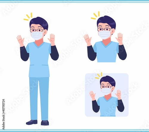 Young nurse man dressed in blue_A