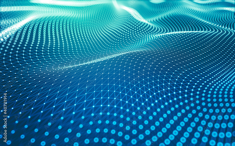 Abstract background. Molecules technology with polygonal shapes, connecting dots and lines. Connection structure. Big data visualization.