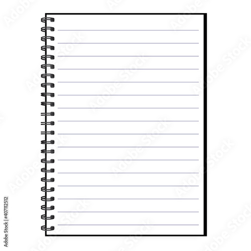 Realistic ruled notebook for cover design. Brochure, book, magazine template. Stock image.