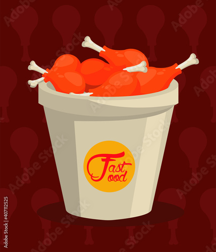 chicken thighs in pot with fast food lettering