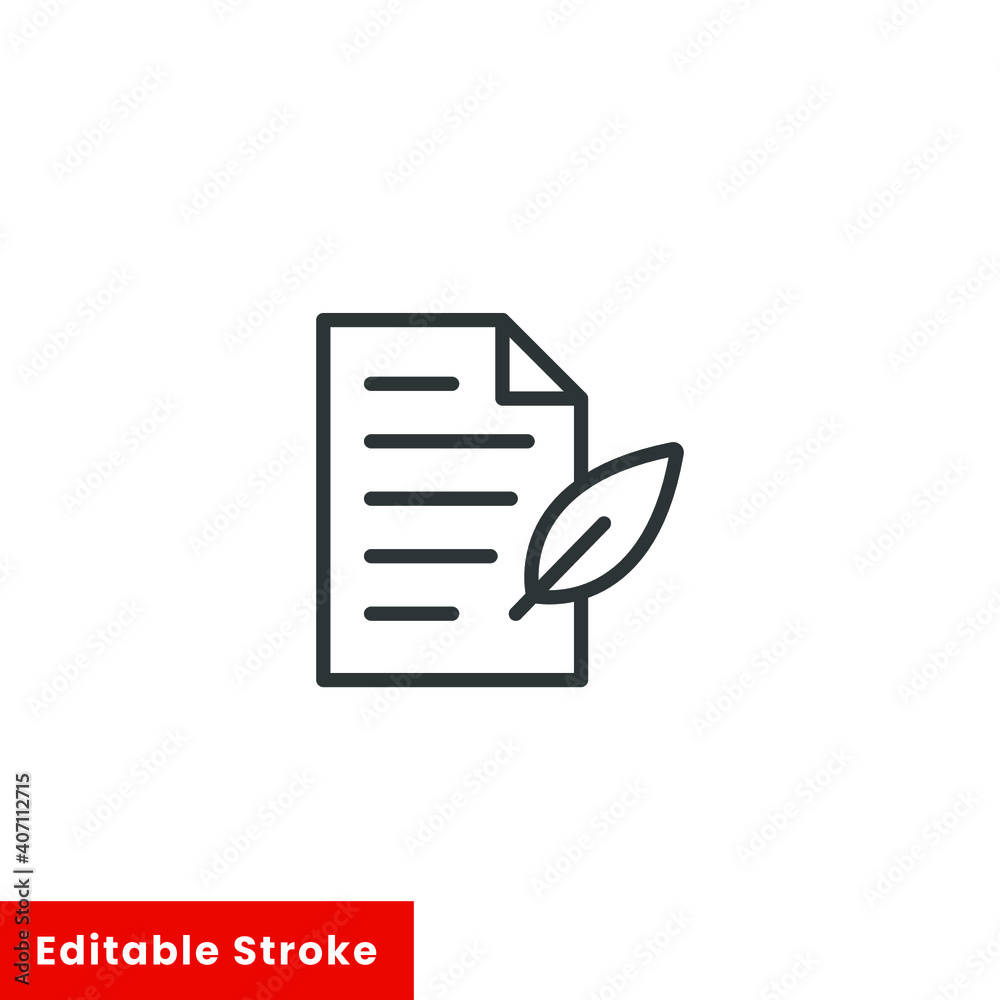 History, writing icon. Line style for web template and app. Simple thin line, poetry, book concept, education, vector illustration design on white background. Editable stroke EPS 10