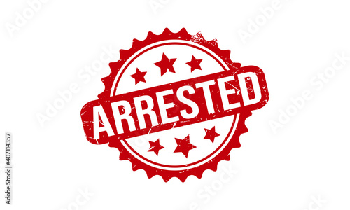 Arrested Rubber Grunge Stamp Seal Vector Illustration