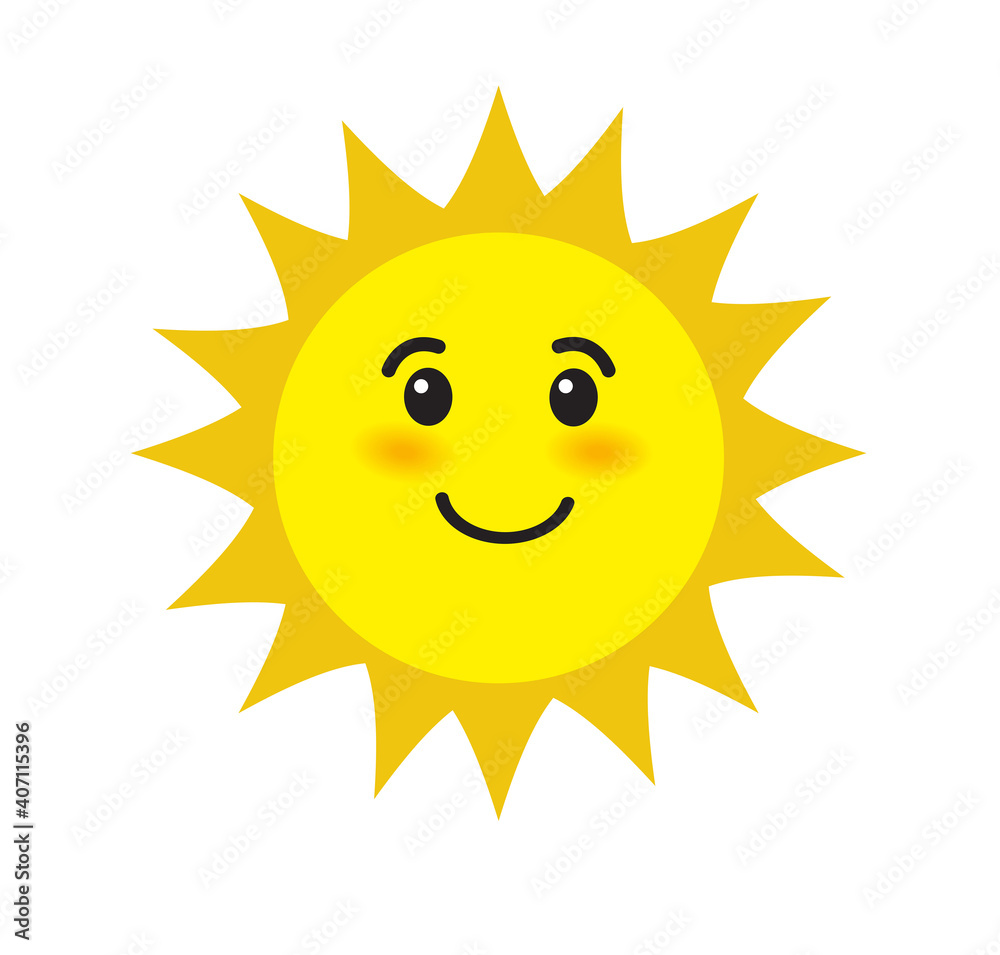 Sun icon isolated on white background. Cute sun flat icon Vector illustration.
