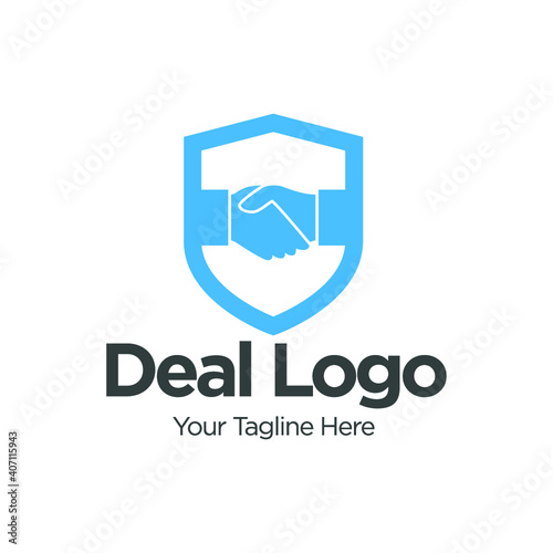 deal handshake logo and icon vector design template