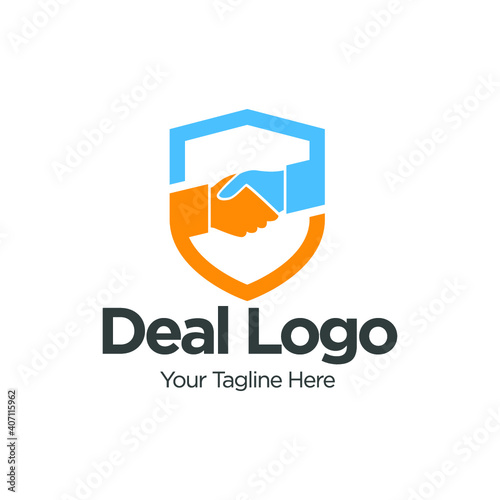 deal handshake logo and icon vector design template