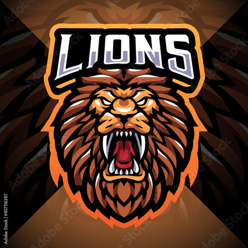 Lion head esport mascot logo design