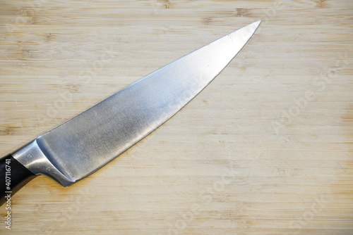 knife on a wooden board