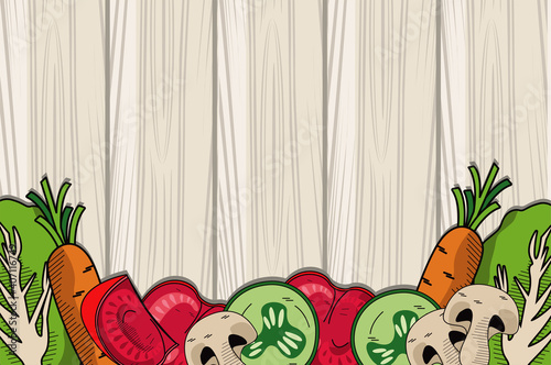 healthy and vegetarian food in wooden background