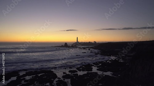 Lighthouse at sunset by the beach at Pigeon Point Lighthouse in Pescadero, California 03