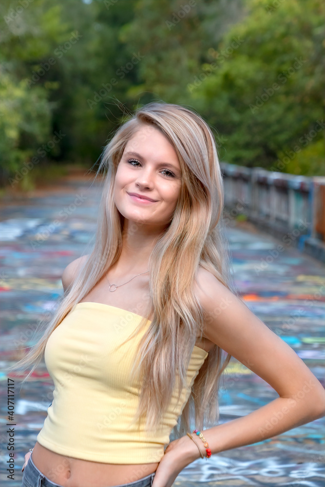 Young Blonde Teenage Girl on an Abandoned Graffiti Bridge
Young Blonde Teenage Girl on an Abandoned Graffiti Bridge