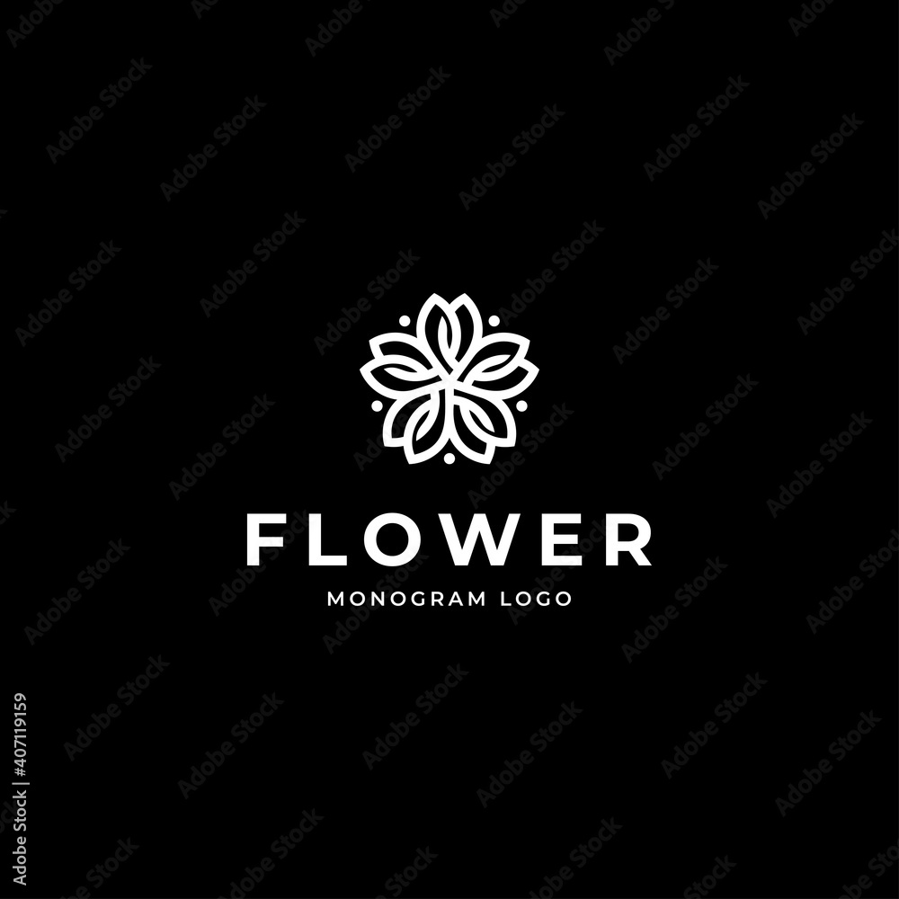 Creative monogram flower logo vector template line art illustration 