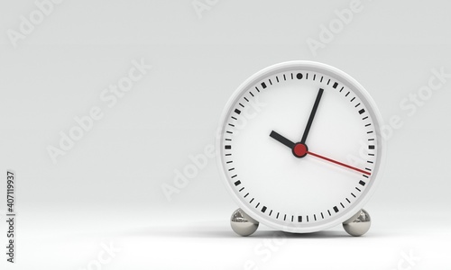 Clock face with hour minute and second hands about 10 o clock on white background. Object and equipment concept. Lately time theme. 3D illustration render graphic design