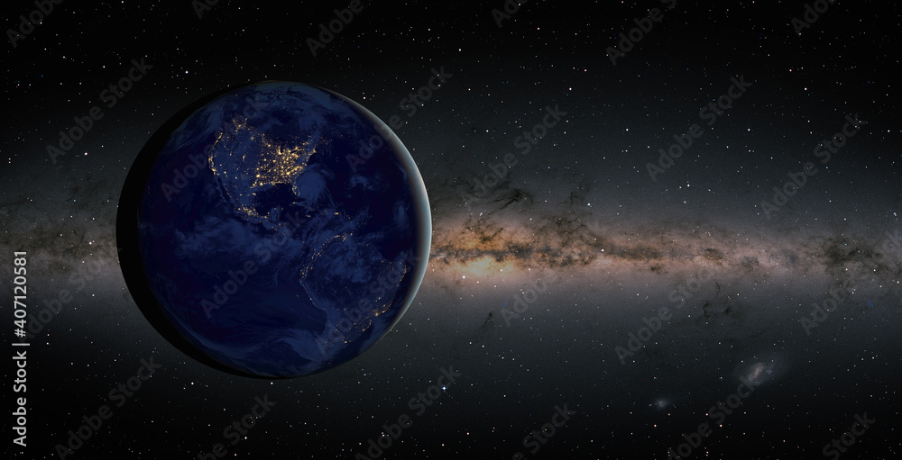 Planet Earth with Milky Way galaxy in the background 