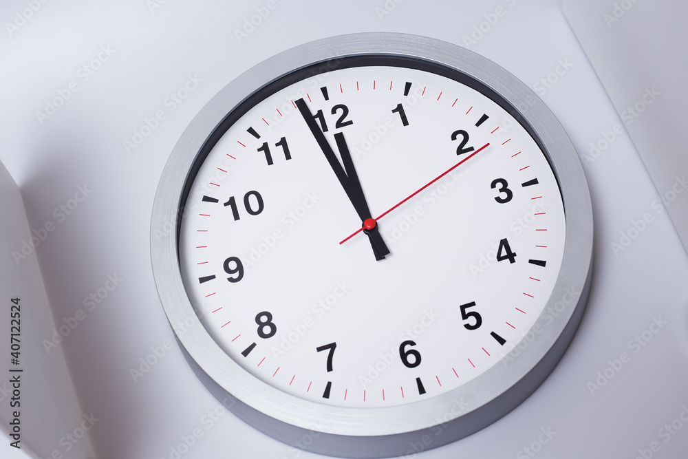 Modern wall clock white clean minimal for office Business time or working hours concept Modern wall clock white clean minimal for office Business time or working hours concept