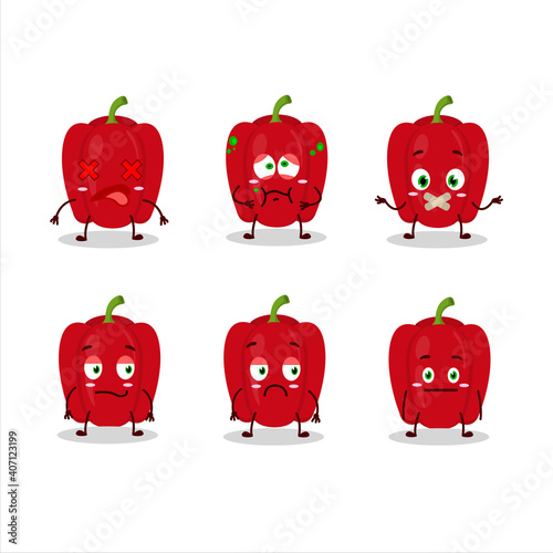 Red pepper cartoon character with nope expression